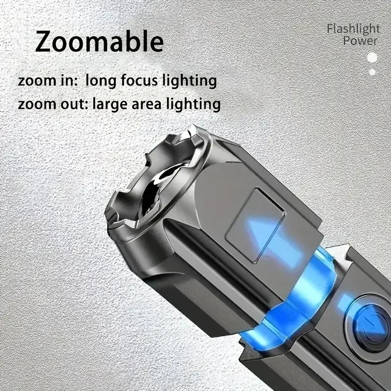 Powerful LED Flashlight Rechargeable USB Built-in Lithium Battery Waterproof Zoom Fishing Hunting Camping Tactical Flashlight
