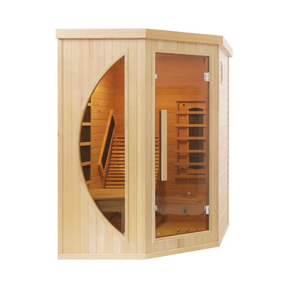 Infrared Portable Sauna with Lounger Hemlock Wood Infrared Sauna for 1 Person Size