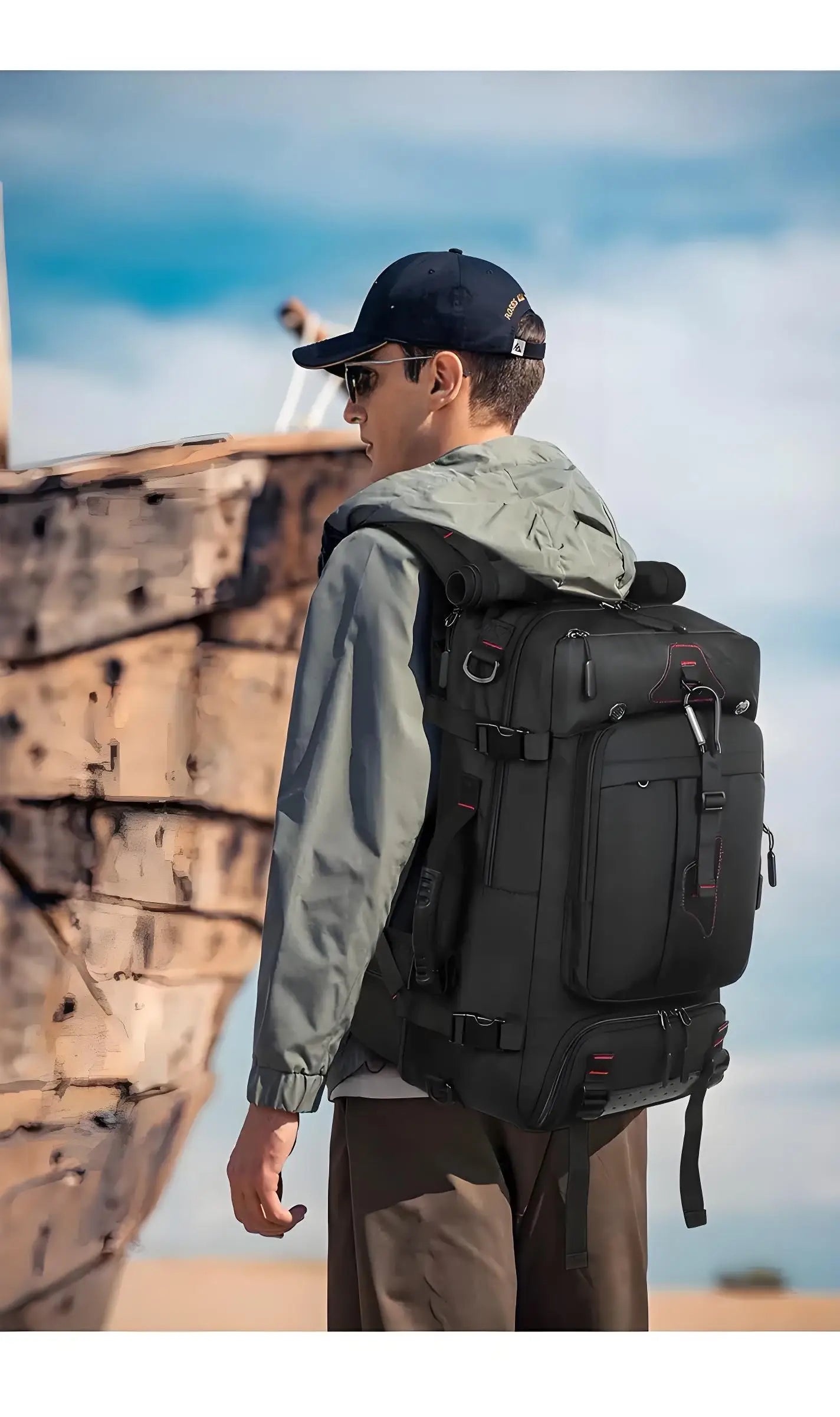 90L Waterproof Oxford Material Expandable Rucksack Large Capacity Hiking Backpack Physiological Curve Back 20 Inches England