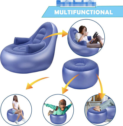 Modern Design New Outdoor Inflatable PVC Flocking Sofa Bed Foldable Lazy Sofa for Living Room Use