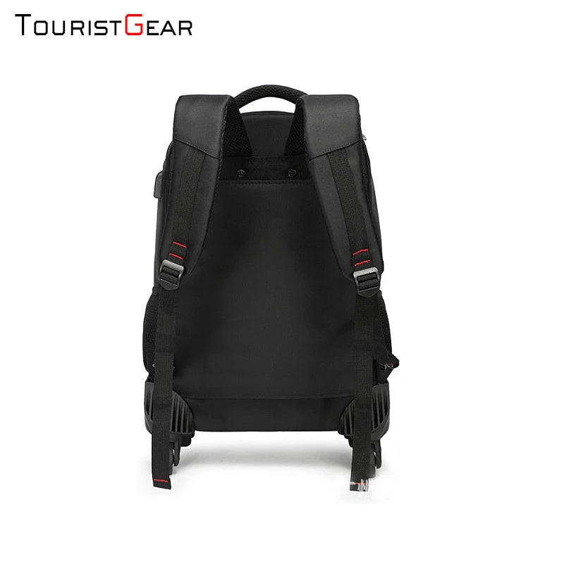 Classic Design Waterproof Men's Business Trolley Backpack With 4 Wheels Large Capacity Carry-on Backpack Suitcase for Wholesale