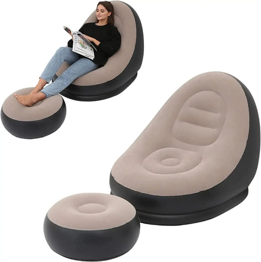 Modern Inflatable Lazy Sofa with Flocking Footrest Design for Outdoor Bedroom Gym Living Room Use Baby Chair Product Category