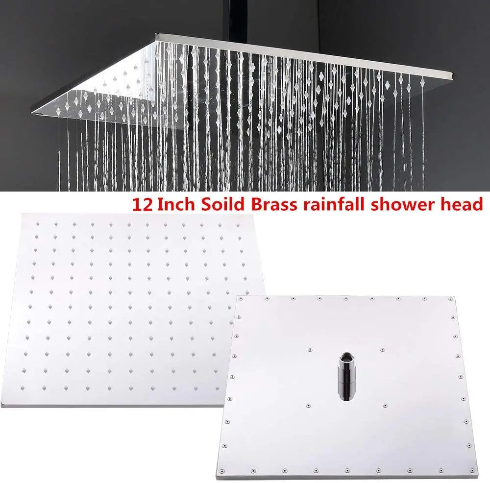 Solid Brass Square Rainfall  Bathroom Shower System Ceiling Mounted Rain Shower Faucet Set