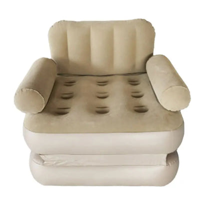 Modern Double Camping Inflatable PVC Sectional Sofa Bed with Full Hair Backrest Foldable Travel for Outdoor Living Room