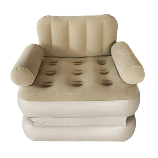 Modern Double Camping Inflatable PVC Sectional Sofa Bed with Full Hair Backrest Foldable Travel for Outdoor Living Room