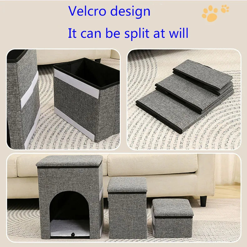 Foldable Portable Sofa Pet Dog Ladder Stairs with Storage
