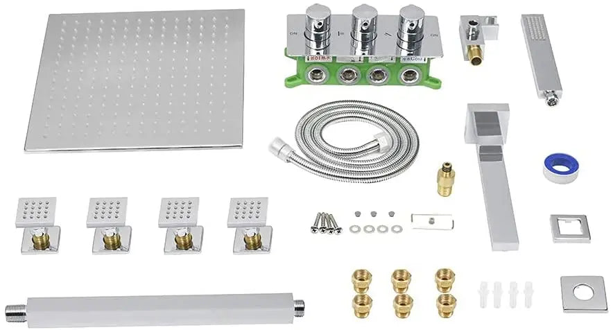 Solid Brass Square Rainfall  Bathroom Shower System Ceiling Mounted Rain Shower Faucet Set