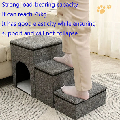 Foldable Portable Sofa Pet Dog Ladder Stairs with Storage