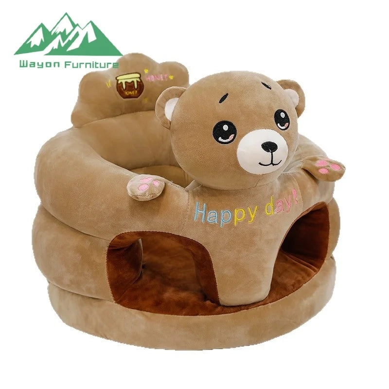 Baby Plush Sofa Seat, 10cm Thick Organic Cotton Pad & Hypoallergenic Foam for Stylish Nursery