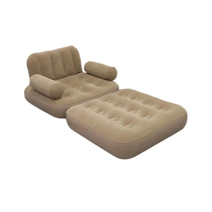 Modern Double Camping Inflatable PVC Sectional Sofa Bed with Full Hair Backrest Foldable Travel for Outdoor Living Room