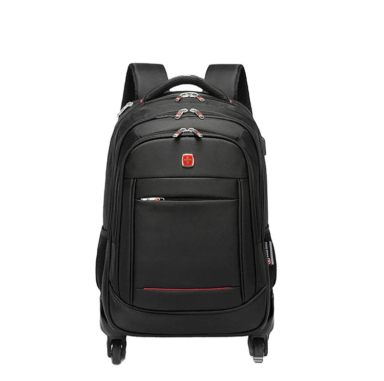 Classic Design Waterproof Men's Business Trolley Backpack With 4 Wheels Large Capacity Carry-on Backpack Suitcase for Wholesale