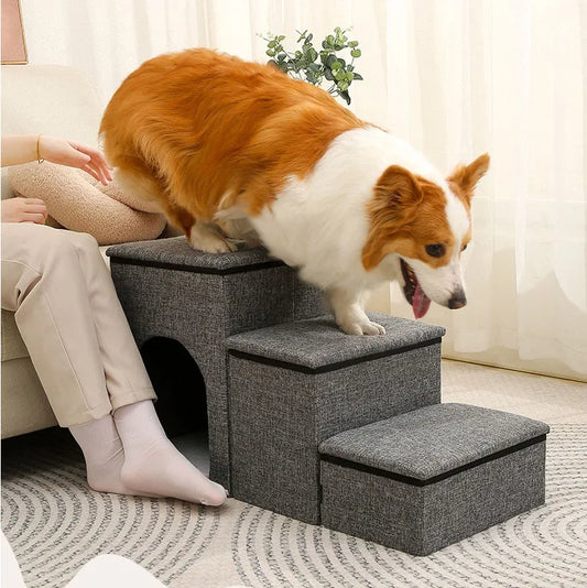 Foldable Portable Sofa Pet Dog Ladder Stairs with Storage
